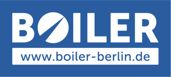 Boiler Logo Transparent auf Blau mit Webadresse RGB png